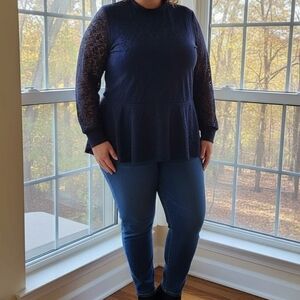 Lane Bryant Lace Long Sleeve Top Size 26/28